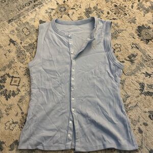 Abercrombie & Fitch Light Blue Sleeveless Button-Down Shirt